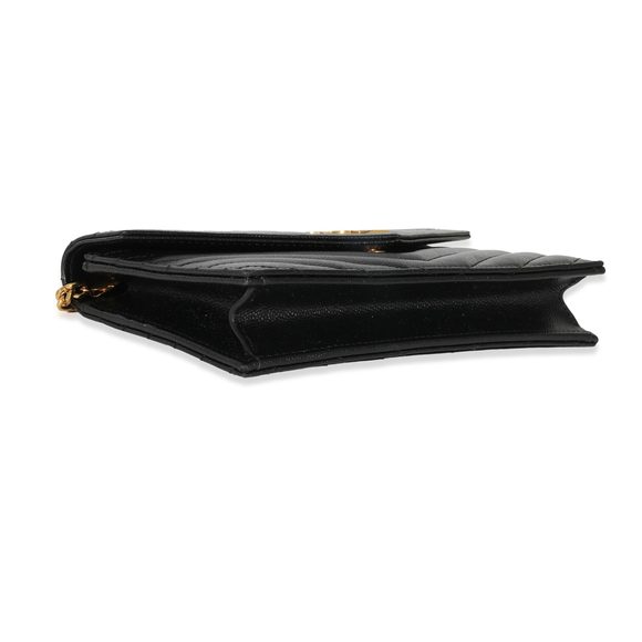 Saint Laurent Black Matelasse Cassandre Envelope Chain Wallet - Picture 6 of 8